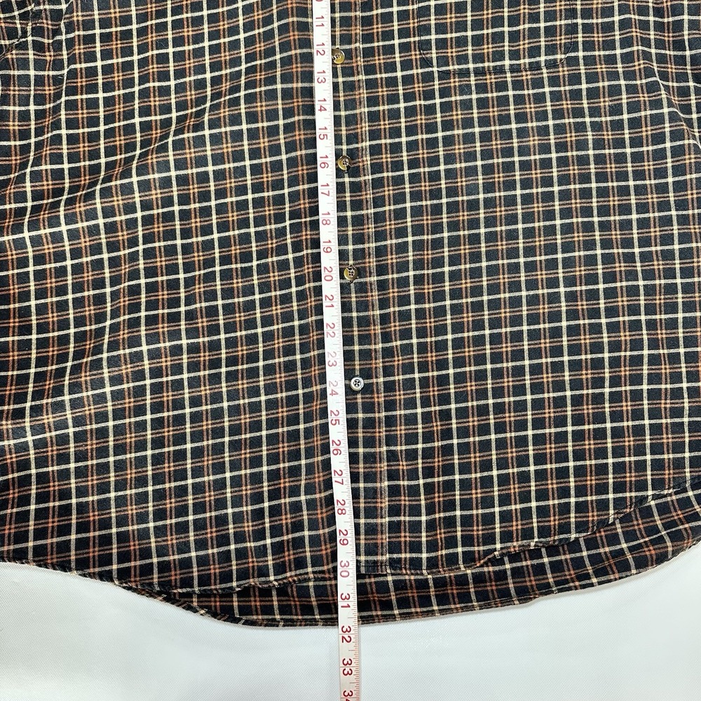 Orvis Men's XXL Plaid Button Down Shirt Black Orange‎ Check Wool Blend - Picture 5 of 9